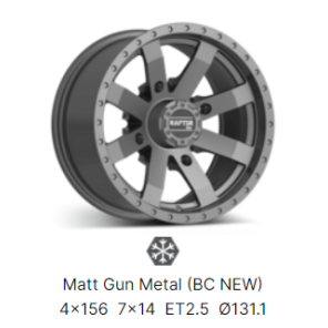 URA - RAPTOR 7X14 BC,GUN METAL,  4X156 ET2,5 131,1